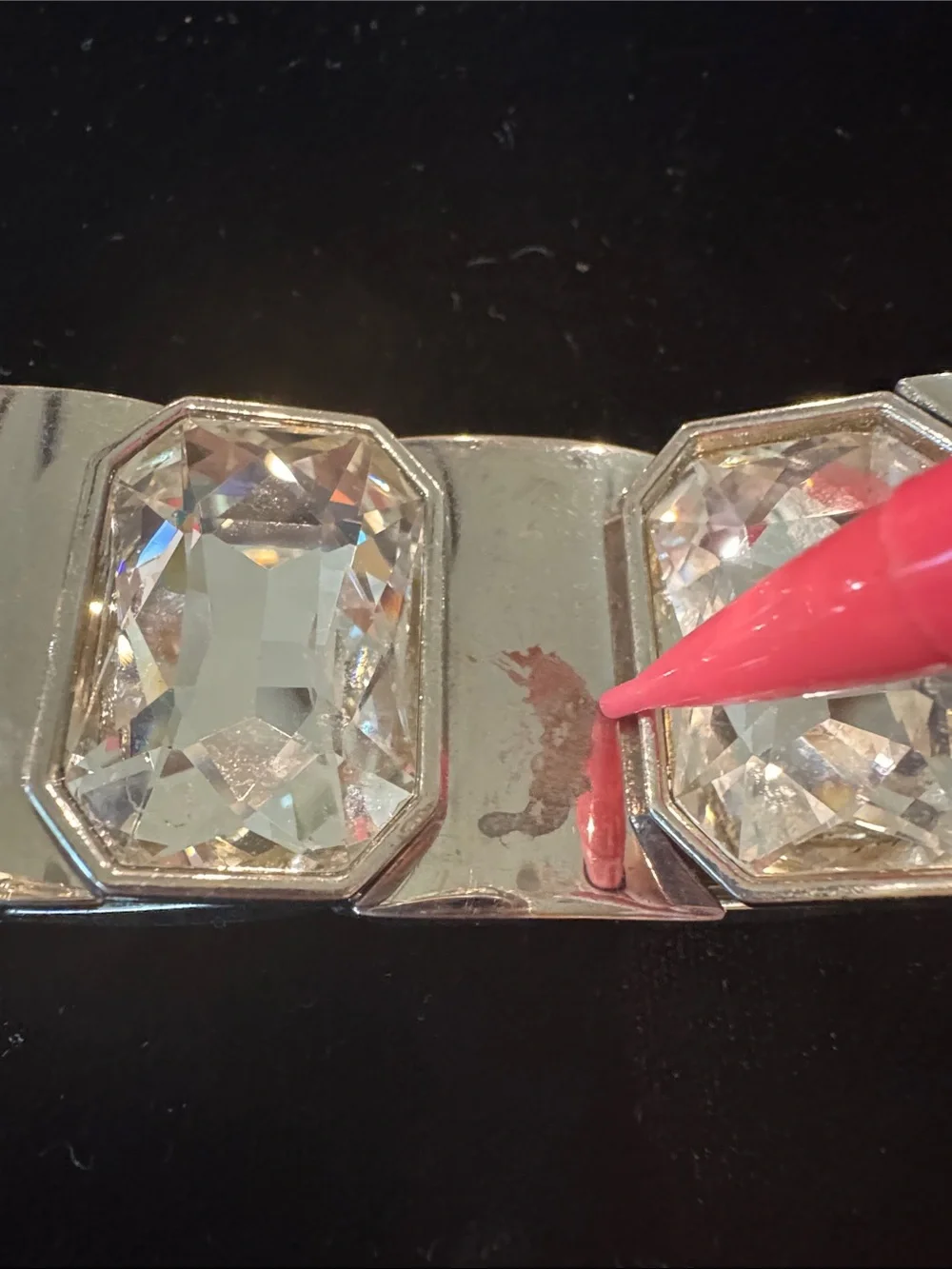 Silver-Tone Bracelet with Large Clear Crystal Rhinestones